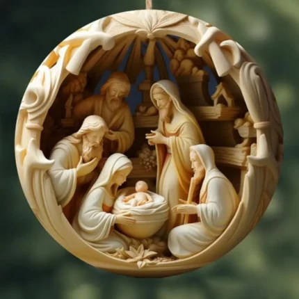 New Creative Painted Nativity Christmas Pendant – Acrylic Hangable Tree Ornaments for Home Decor