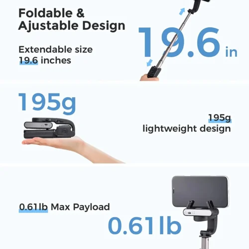 Hohem iSteady Q Gimbal Stabilizer, Handheld Selfie Stick with Extension Rod, 360° Face Tracking
