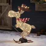 Deer Shaped LED Outdoor Yard Decorations – Snowy Christmas Ornaments with Lighting – Festive Santa Supplies for Holiday Decor