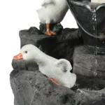 Animal Statue Solar Water Fountain - Squirrel and Duck Resin Sculptures with LED Lights for Outdoor Garden and Yard Decor