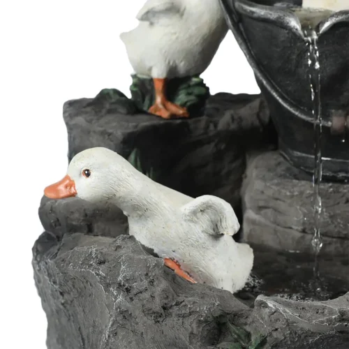 Outdoor Duck Water Fountain with Light | Duck Resin Sculptures with LED Lights for Garden Décor
