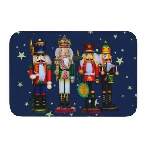 Christmas Nutcracker Doormat – Anti-Slip Entrance Rug for Kitchen, Hallway, Balcony, and Living Room, Festive Bathroom Foot Pad
