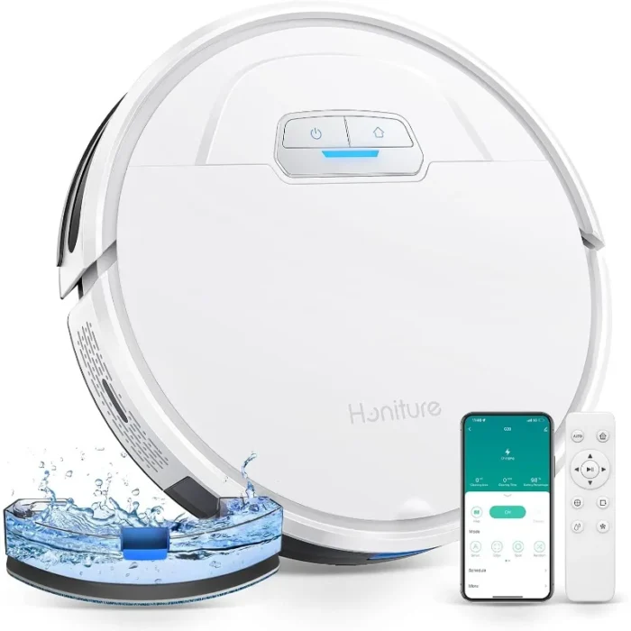 HONITURE Robot Vacuum and Mop Combo – 4000Pa Strong Suction, G20 Robot Vacuum Cleaner with Self-Charging, Up to 150 Minutes Max Runtime