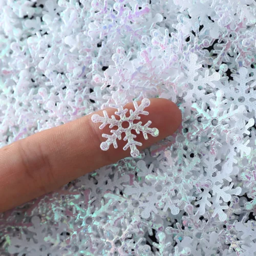 300/600pcs 2cm Artificial Christmas Snowflakes – Confetti & Fake Snow Patches, Home Decor, & Navidad