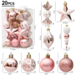 20pcs Christmas Tree Balls & Ornaments – Candy Cane, Pine Cone Set for Home Decoration