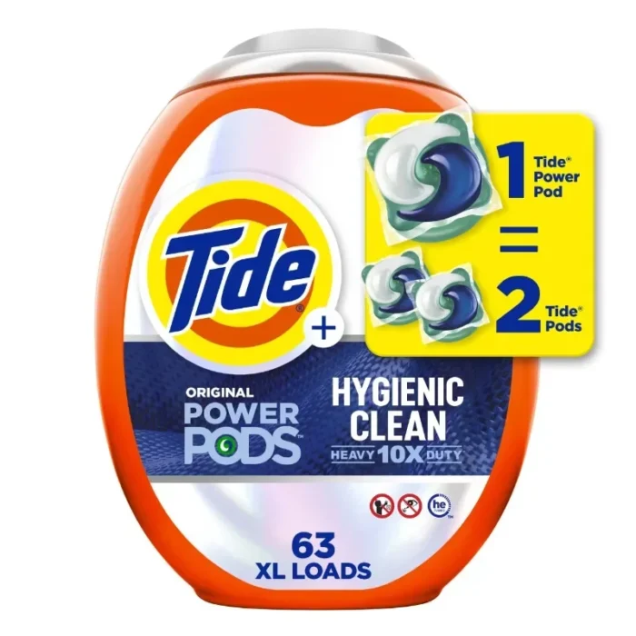 Power PODS Hygienic Clean Laundry Detergent – Original Scent, 63 Count, Delivers a Deep Hygienic Clean, Effective Even for Large Loads