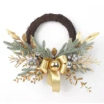 Artificial Christmas Wreath – Rattan Golden Garland for Front Door, Wall Hanging, & Indoor/Outdoor Decor