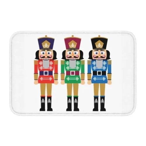 Christmas Nutcracker Doormat – Anti-Slip Entrance Rug for Kitchen, Hallway, Balcony, and Living Room, Festive Bathroom Foot Pad