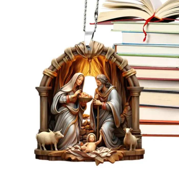 Nativity Pendant Christmas Tree – 3D Acrylic Nativity Scene Decoration, Nativity Scene Signs, Tree Ornament