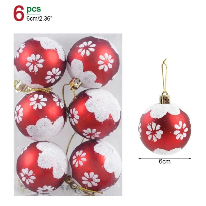 6Pcs/box 6cm Christmas Ball Ornaments Xmas Tree Hanging Pendant Christmas Decorations for Home 2024 Navidad Natal New Year Gift