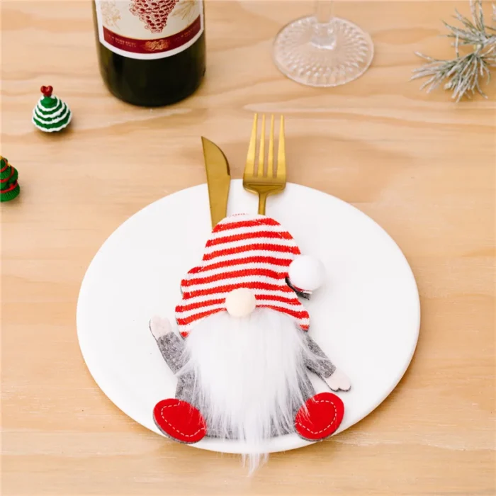 4/2/1PCS Xmas Cutlery Bag - Santa Claus Knife & Fork Storage Pocket for Christmas Tableware Decor | New Year Home Ornament