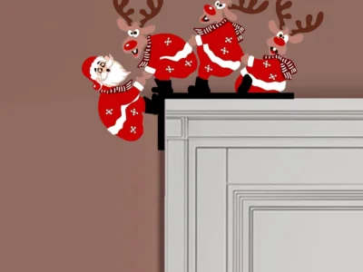 Santa Claus Christmas Green Monster Door Corner Decoration DIY Stitching Creatives Home Decor Funny Grinch Decorations
