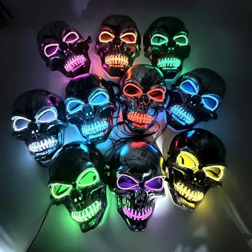 Halloween Neon Luminous Horror Mask – Glowing LED Skull Mask - Image 3