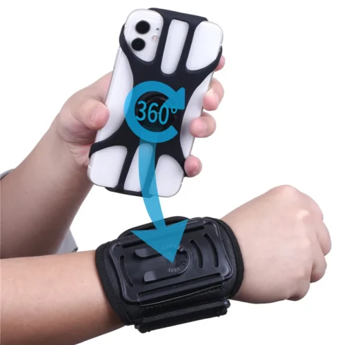Outdoor Sports Wrist Phone Bag – Removable Rotating Wristband Holder for 4-6.5 inch Mobile Phones