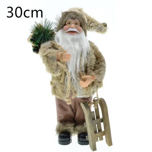 New Year Christmas Santa Claus Doll Figurine – 45cm Big Standing Figure for Home Decor, Navidad Tree Ornaments
