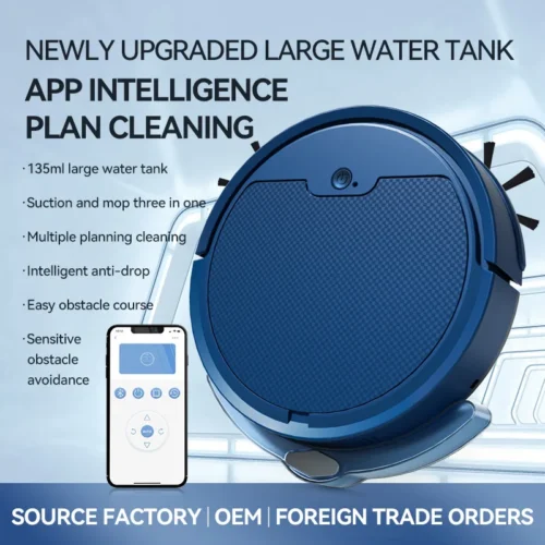 Efficient New 3-in-1 Robot Vacuum Cleaner – Wireless Sweep and Wet Mop for Floors & Carpets