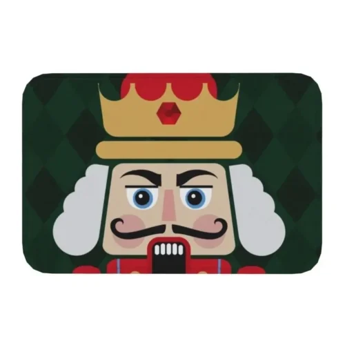 Christmas Nutcracker Doormat – Anti-Slip Entrance Rug for Kitchen, Hallway, Balcony, and Living Room, Festive Bathroom Foot Pad