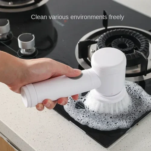 Powerful Electric Spin Scrubber – 5 Brush Heads, USB Charging, for Bathroom & Kitchen