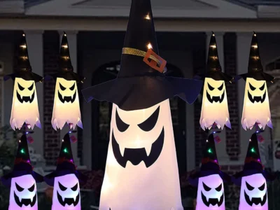LED Ghost String Lights – Battery-Powered Halloween Decoration for Home
