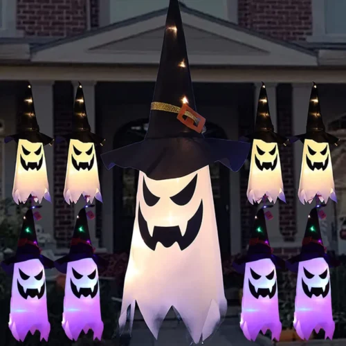 LED Ghost String Lights – Battery-Powered Halloween Decoration for Home