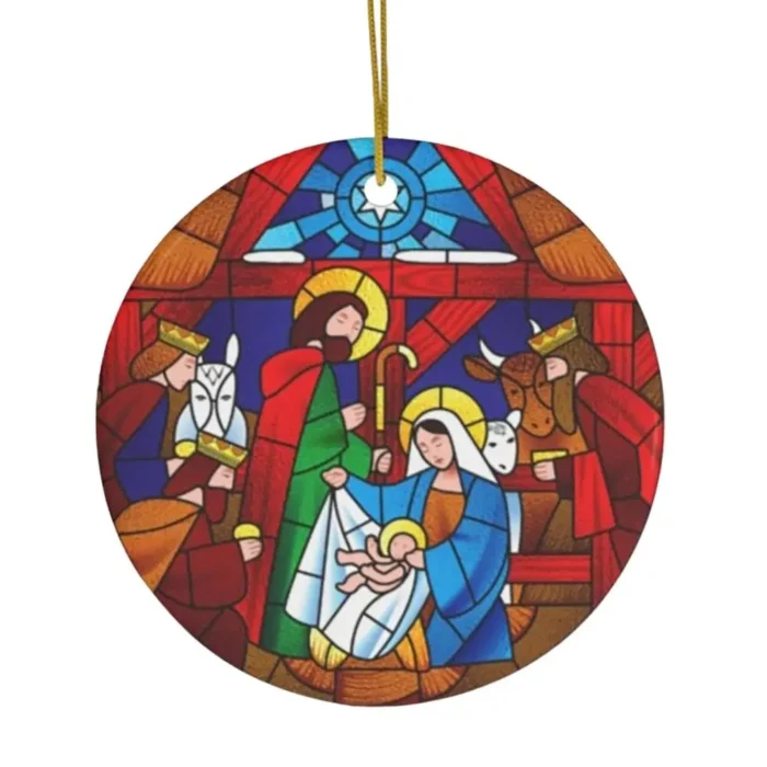 Christmas Tree Hanging Pendants – Nativity Scene Acrylic Ornaments for Winter Decorations, Party Supplies, & Home Decor