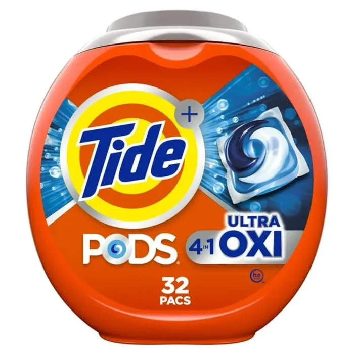 Powerful Tide Ultra OXI Laundry Detergent Pods Ultimate Stain Fighting 32 Count Pack