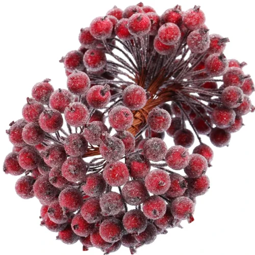 100/20Pcs Artificial Holly Berries – Mini Simulation Cherry Stamen for Wedding, Christmas, & Party Decor