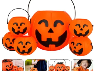 Handheld Pumpkin Bucket – Halloween Ghost Festival Decoration, Smiling Triangle Eyes Candy Can for KTV & Bar Props