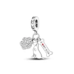 New 925 Sterling Silver "Friend Dog Mom Woof" Pet Charm - DIY Dangle Beads | Fits Original Pandora Bracelet | Fashionable Women's Jewelry