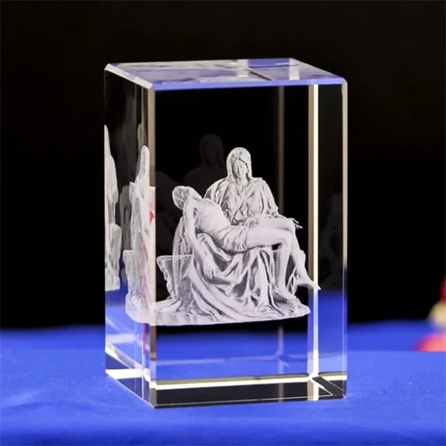 3D K9 Crystal Cube – Christian Jesus Cross & Virgin Mary Figurine, Laser Engraved Home Decor & Religious Gifts for Women - Image 12