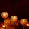 1pc Gold Crystal Candle Holder - 3 Sizes, Tea Light Candlestick Holders Centerpiece for Wedding, Tables, Fireplaces, Party, Home Decor