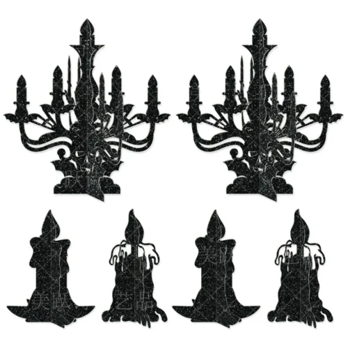 3D Halloween Ghost House Candleholders – Decorative Paper Ornaments Set