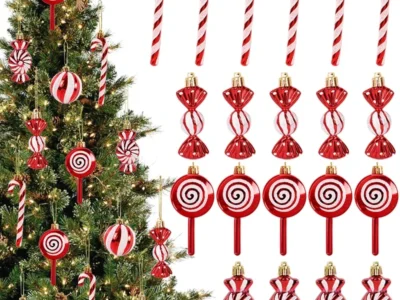 6pcs Christmas Lollipop Candy Cane Pendant Xmas Tree Hanging Ball Ornaments Christmas Decorations for Home New Year Gift