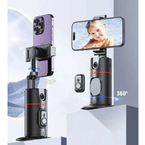 AI Smart Gimbal, 360° Auto Face Tracking, 2-Axis Smartphone Stabilizer with Gesture Control and Remote
