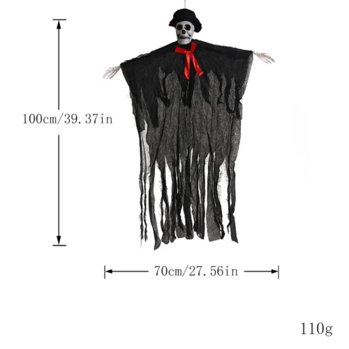Hooded Skeleton Hanging Ghost Decoration – Halloween Party Haunted House Scene Props - Image 4