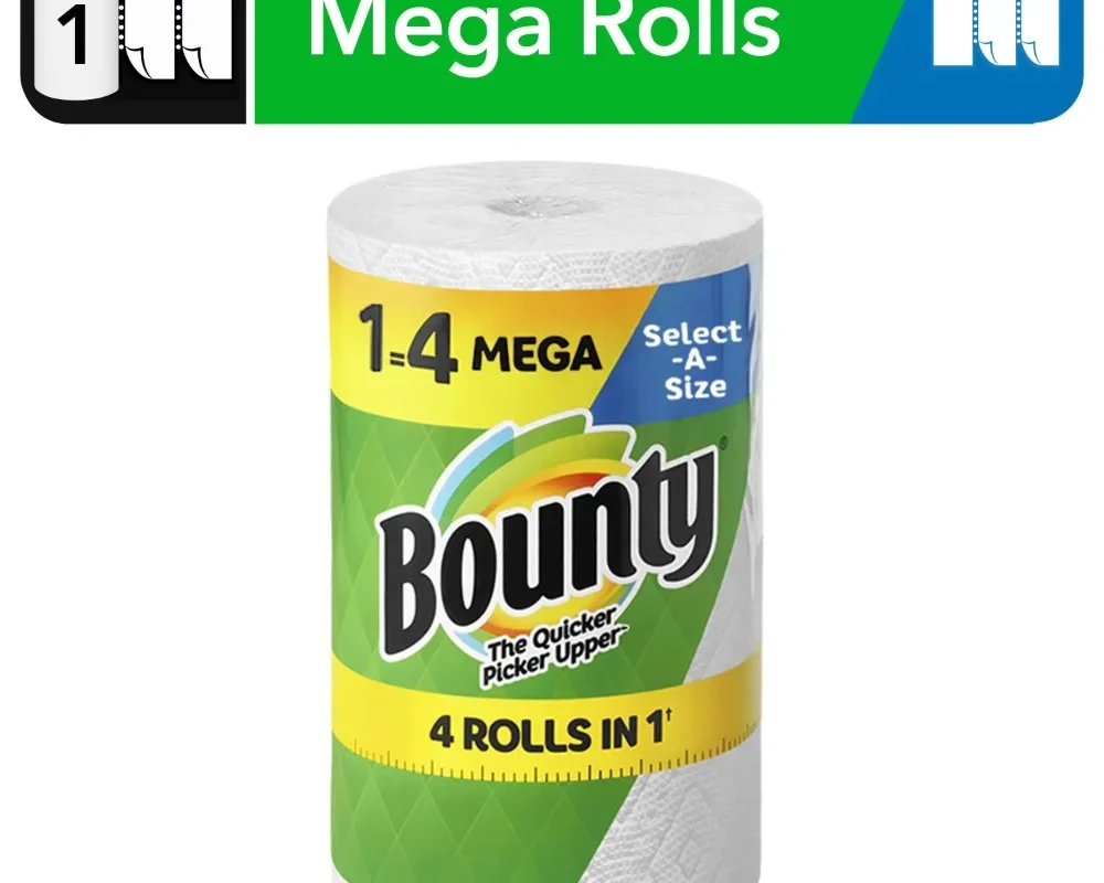 Select-A-Size Paper Towels Mega Rolls – White, 180 Sheets Per Roll, 1 Count, Bounty Paper Towels Available