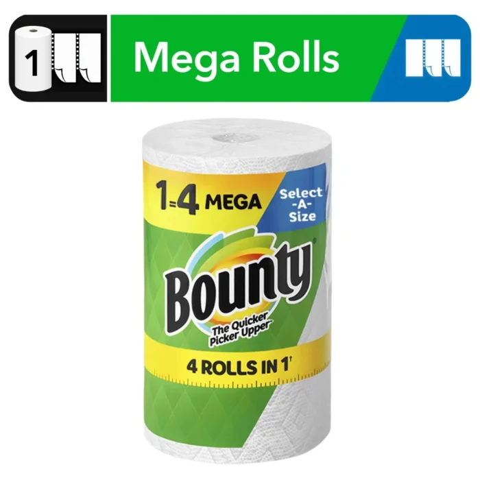 Select-A-Size Paper Towels Mega Rolls – White, 180 Sheets Per Roll, 1 Count, Bounty Paper Towels Available