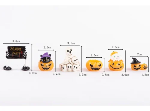 Miniature Pumpkin Skeleton Mummy Skull Figurines – Micro Landscape Ornaments - Image 6