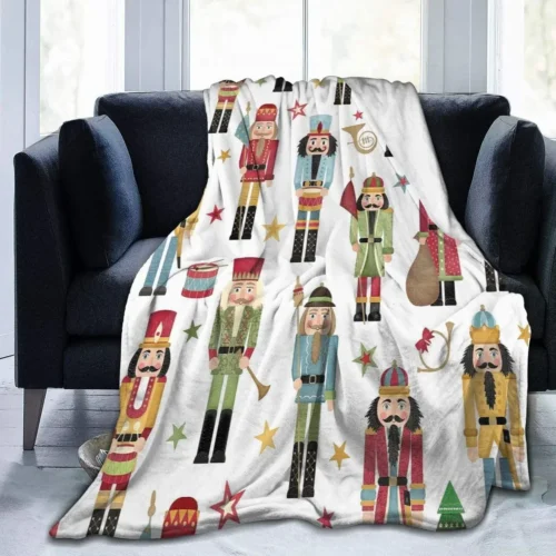 Nutcracker Christmas Tree Star Throw Blanket – Ultra Soft Velvet, Lightweight and Durable Bed Quilt, Stylish Home Decor