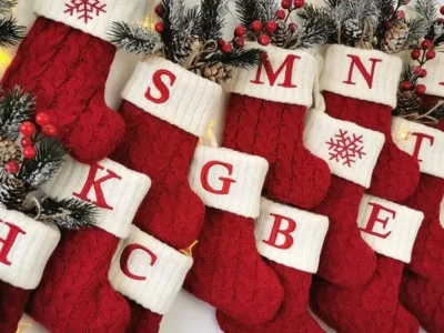 Christmas Alphabet Knitting Socks – Xmas Tree Ornaments & Home Decorations for Navidad, Noel, & New Year Gifts