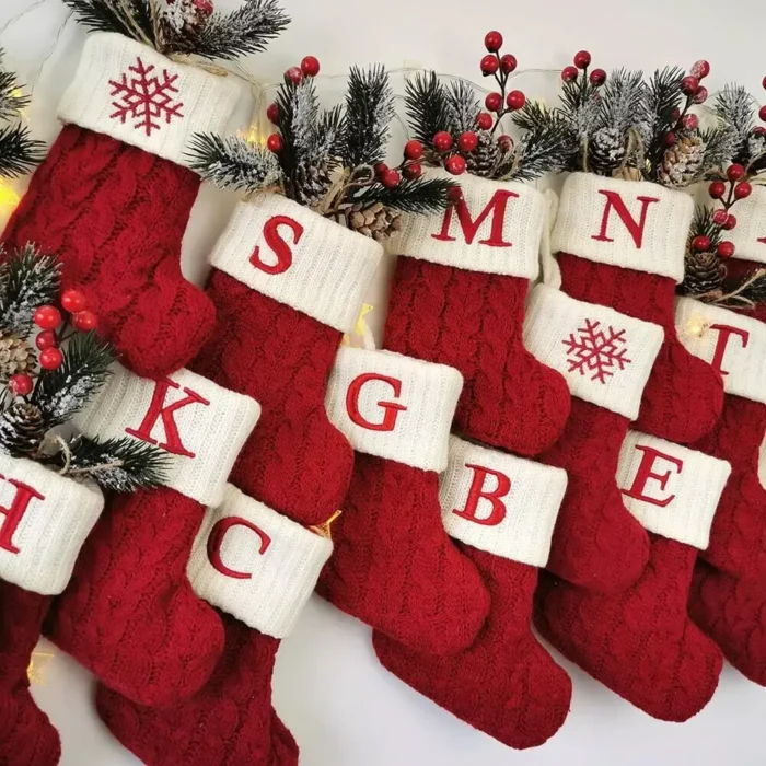 Christmas Alphabet Knitting Socks – Xmas Tree Ornaments & Home Decorations for Navidad, Noel, & New Year Gifts