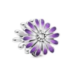 NEW Purple Charm Bead - 925 Sterling Silver Leaf, Daisy & Butterfly, Fits Original Pandora