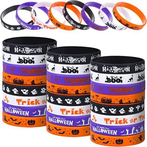 12/24pcs Happy Halloween Silicone Wristbands – Kids Gifts, Treats, Carnival Ghost Party Favors - Image 3