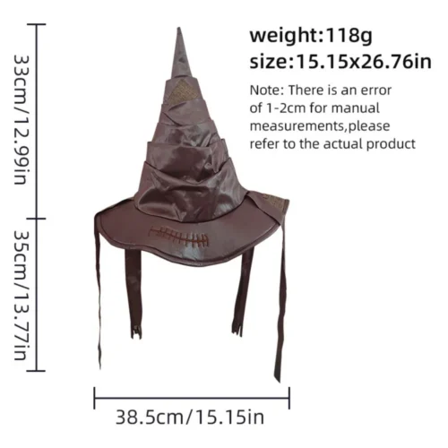 Fashionable Wizard Hat - Brown Sorting Cap for Halloween Party Props, Dress-Up, and Cosplay Costume Accessories - Image 2