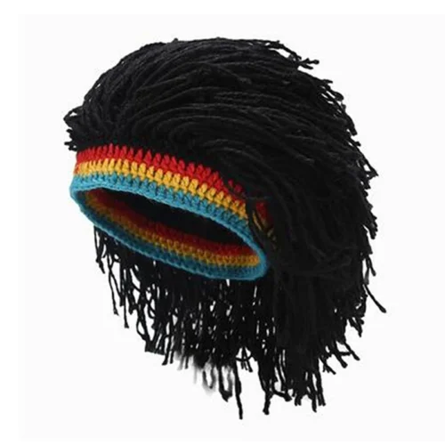 Rasta Wig Beanie – Handmade Crochet Hip Hop Cap, Warm Winter Hat, Perfect for Halloween
