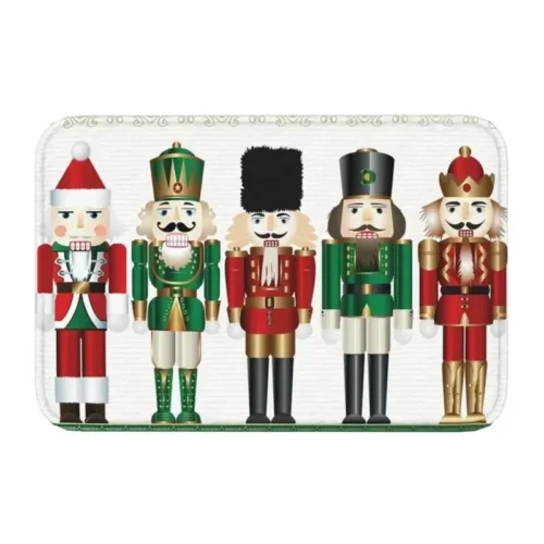 Christmas Nutcracker Doormat – Anti-Slip Entrance Rug for Kitchen, Hallway, Balcony, and Living Room, Festive Bathroom Foot Pad
