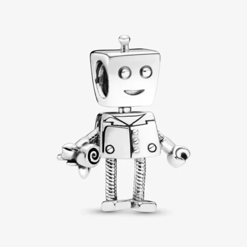 925 Sterling Silver Zircon Jewelry Robot Charm – Lightweight, Stunning DIY Jewelry