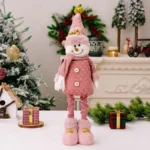 Christmas Pink Santa Claus, Snowman, Reindeer Telescopic Doll – Merry Christmas Decorations for Home, Xmas Ornaments, Kids Gifts