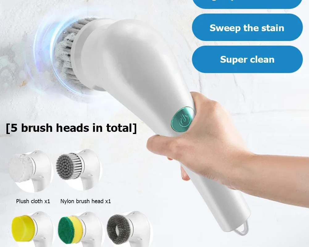 Electric Cleaning Brush – USB Rechargeable Rotary Scrubber for Dishwashing and Home Kitchen Cleaning Products, Ideal for Efficient Cleaning