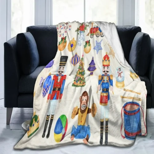 Nutcracker Christmas Tree Star Throw Blanket – Ultra Soft Velvet, Lightweight and Durable Bed Quilt, Stylish Home Decor